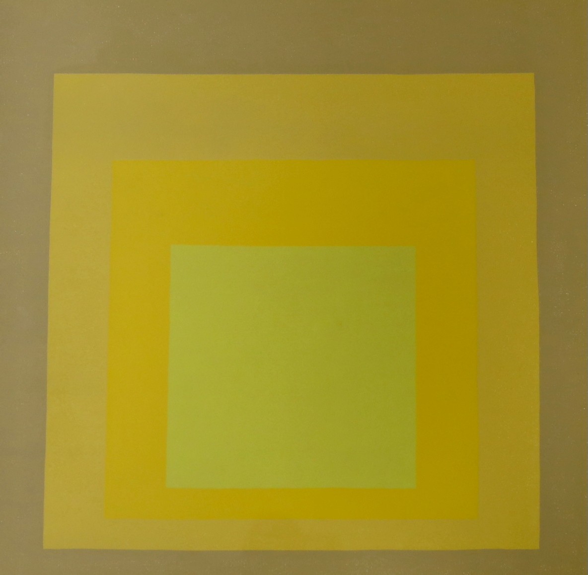 Josef Albers, colour print, 'Departing in Yellow 1964', 46 x 47cm